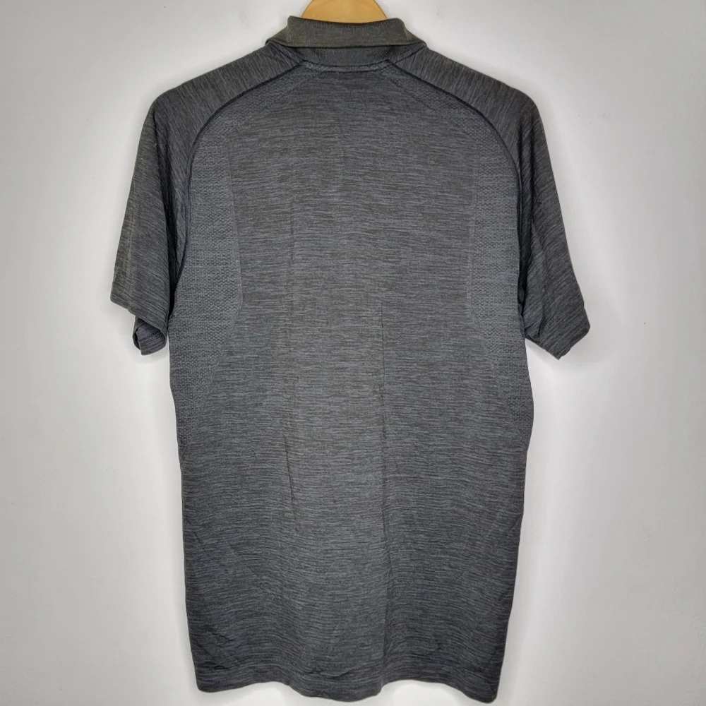 Lululemon Metal Vent Tech Men's Polo Heather Black Short Sleeve Athletic Large - Picture 3 of 5